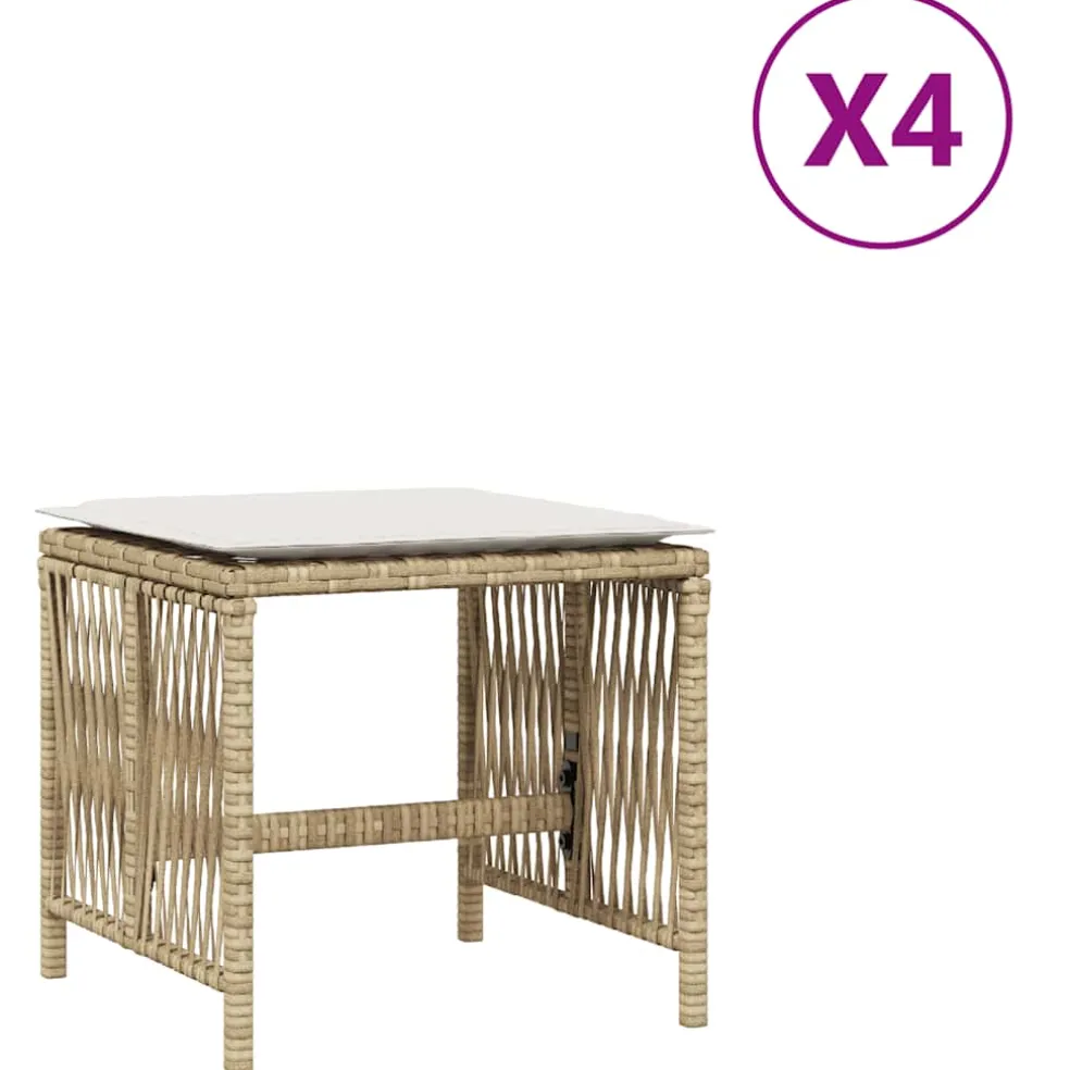 vidaXL Tuinkrukken 4 st met kussens 41x41x36 cm poly rattan beige