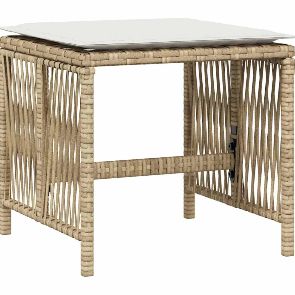 vidaXL Tuinkrukken 4 st met kussens 41x41x36 cm poly rattan beige