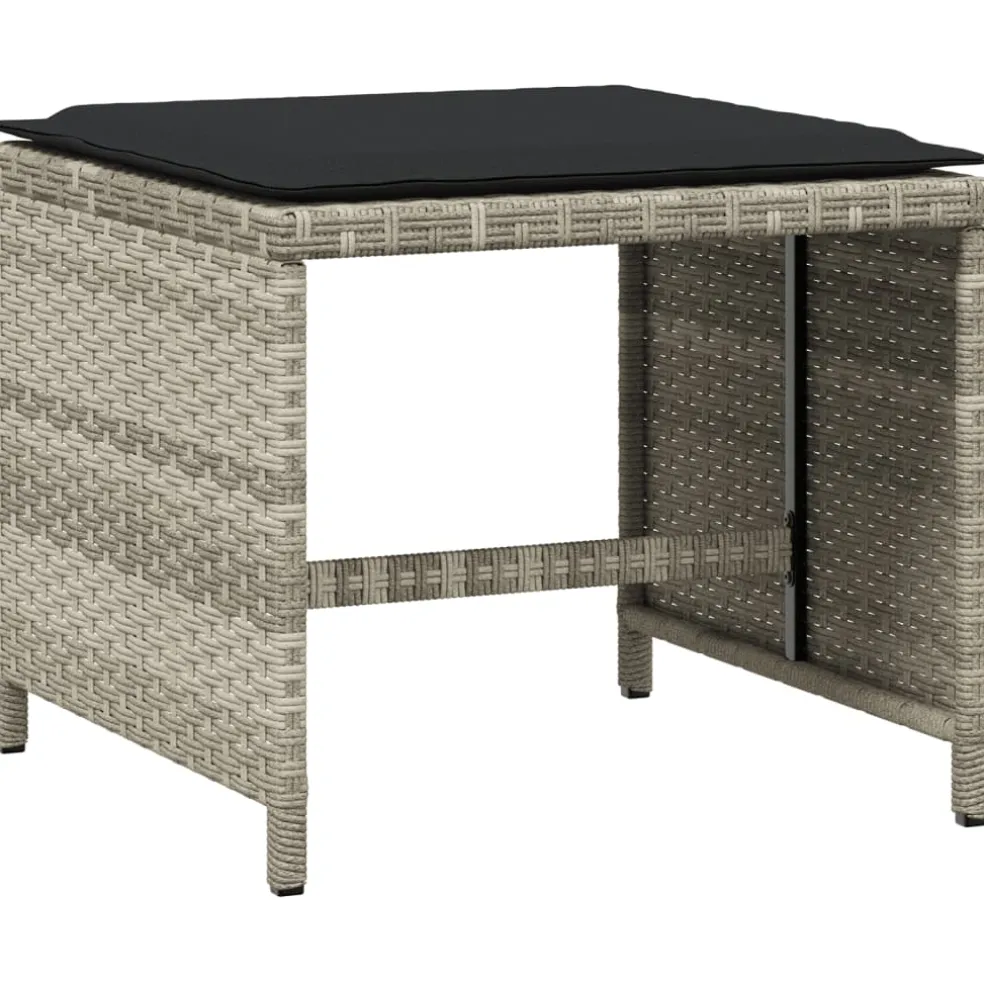 vidaXL Tuinkrukken 4 st met kussens 40x40x35 cm poly rattan lichtgrijs