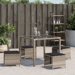 vidaXL Tuinkrukken 4 st met kussens 40x40x35 cm poly rattan lichtgrijs