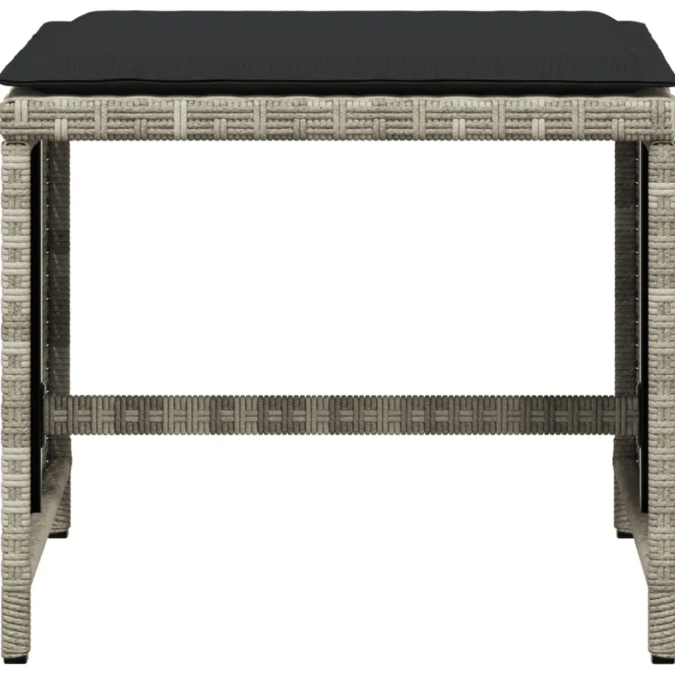 vidaXL Tuinkrukken 4 st met kussens 40x40x35 cm poly rattan lichtgrijs