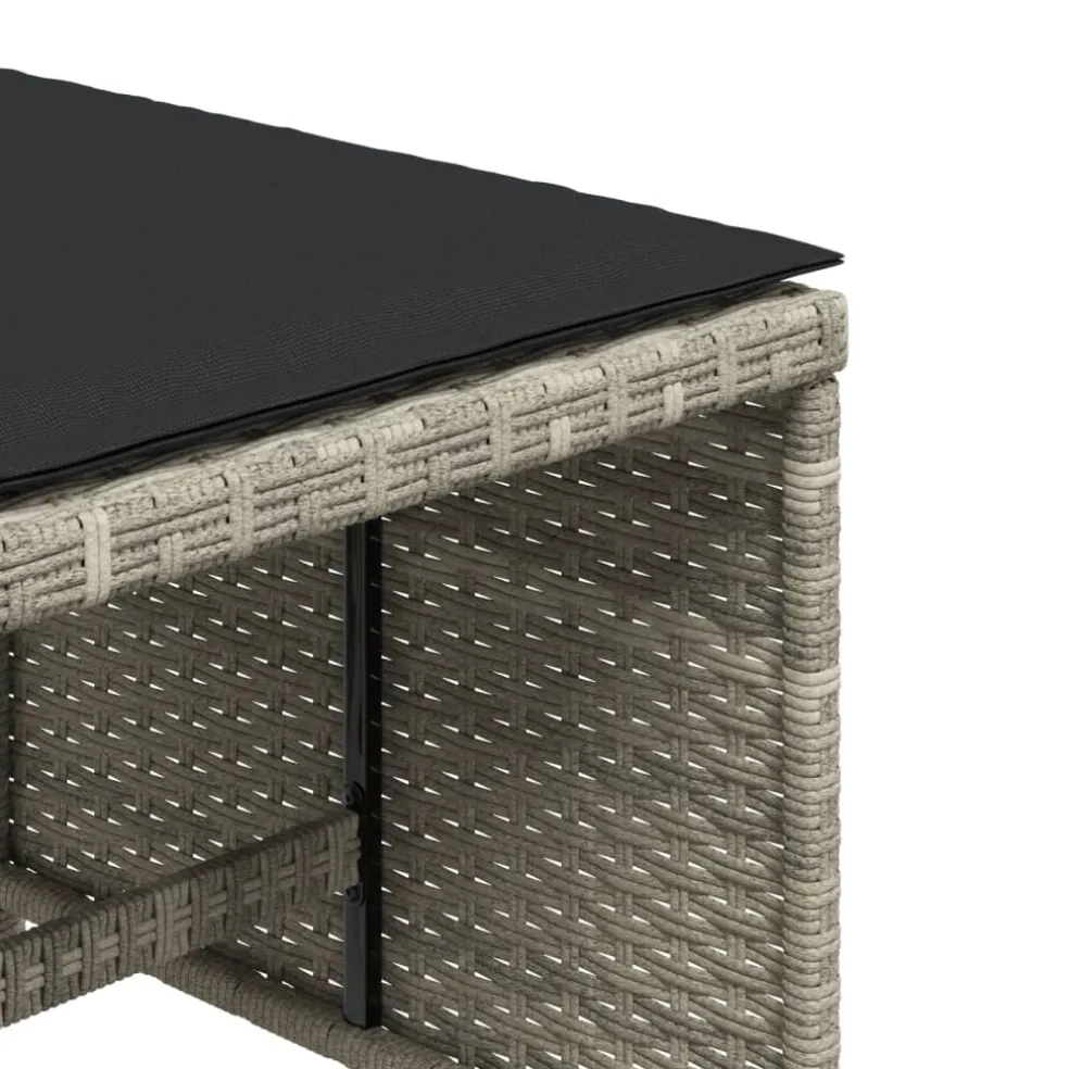 vidaXL Tuinkrukken 4 st met kussens 40x40x35 cm poly rattan lichtgrijs