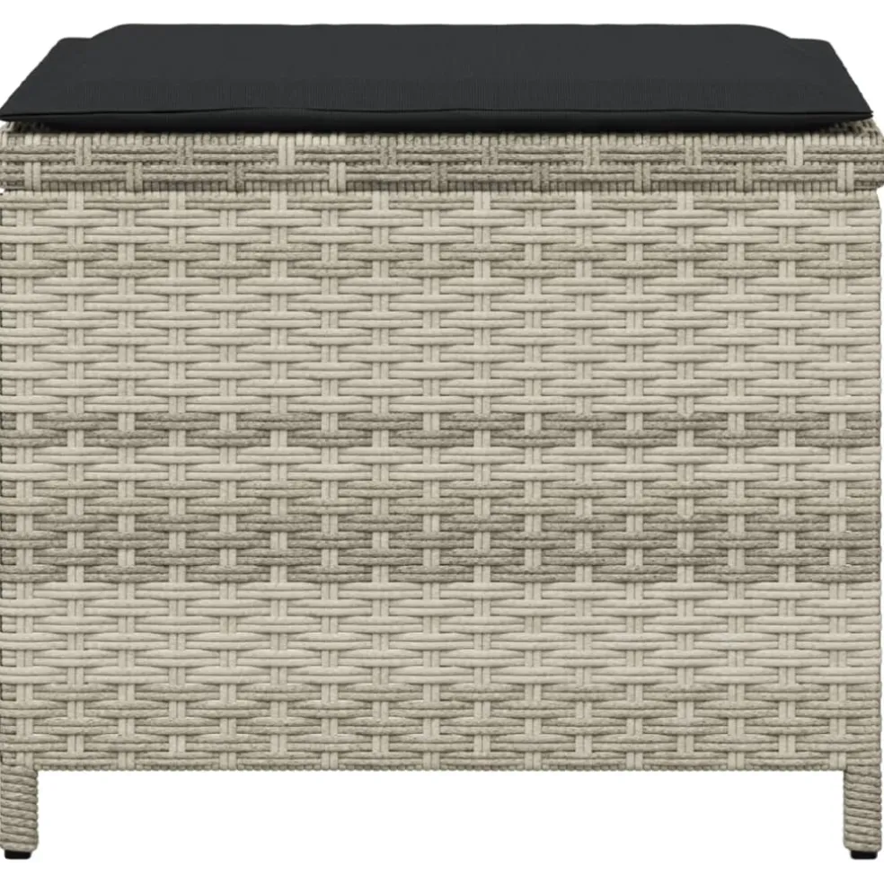vidaXL Tuinkrukken 4 st met kussens 40x40x35 cm poly rattan lichtgrijs