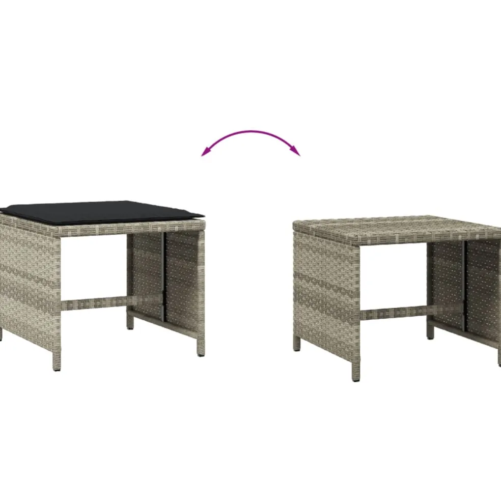 vidaXL Tuinkrukken 4 st met kussens 40x40x35 cm poly rattan lichtgrijs