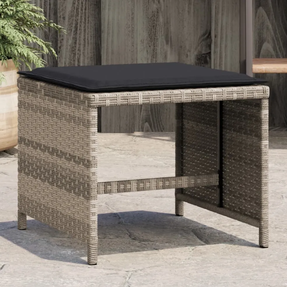 vidaXL Tuinkrukken 4 st met kussens 40x40x35 cm poly rattan lichtgrijs