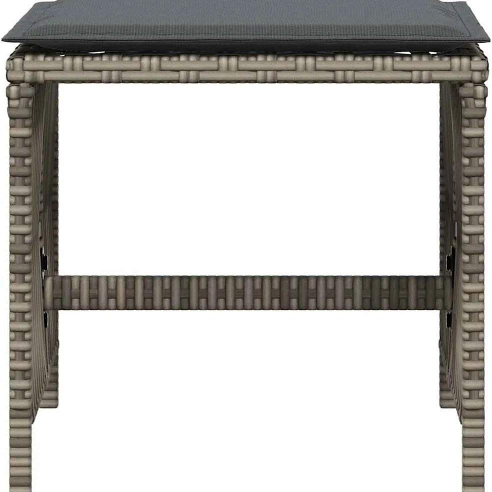 vidaXL Tuinkrukken 4 st met kussens 41x41x36 cm poly rattan grijs