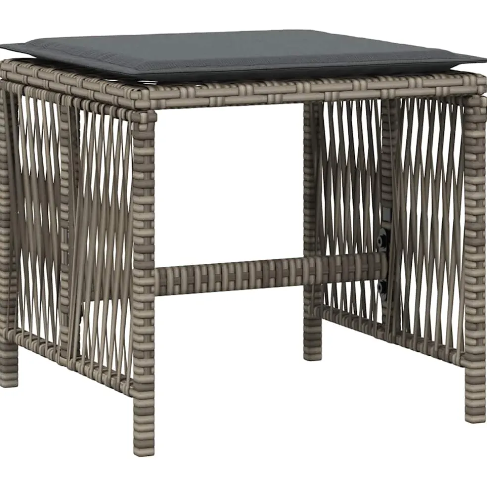 vidaXL Tuinkrukken 4 st met kussens 41x41x36 cm poly rattan grijs