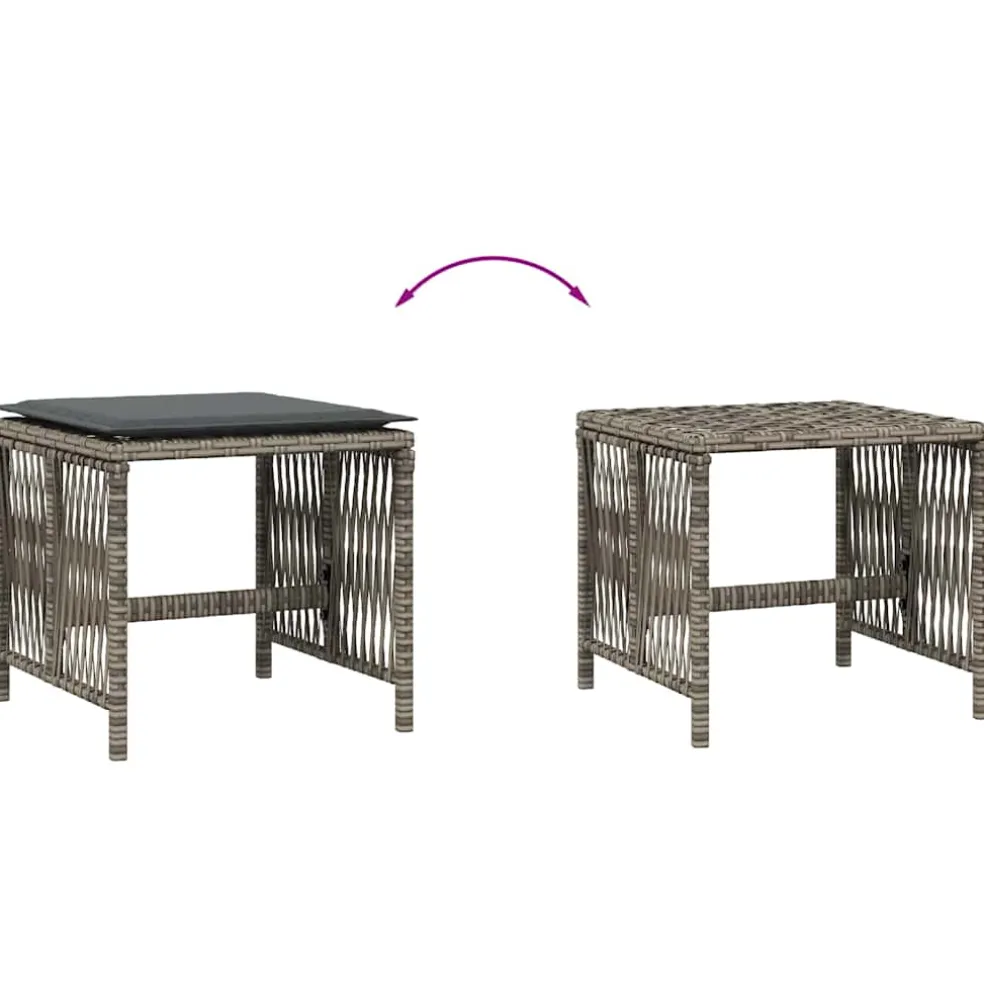 vidaXL Tuinkrukken 4 st met kussens 41x41x36 cm poly rattan grijs