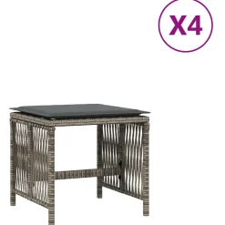 vidaXL Tuinkrukken 4 st met kussens 41x41x36 cm poly rattan grijs