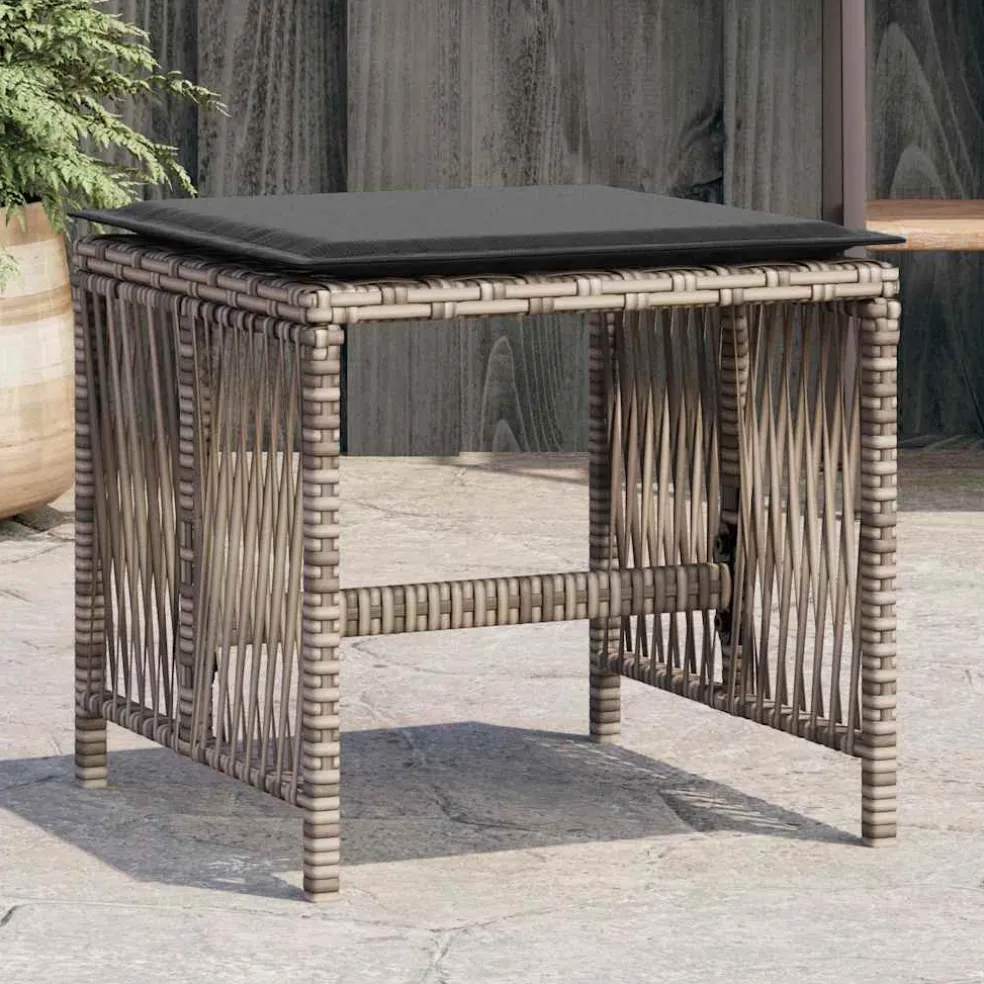 vidaXL Tuinkrukken 4 st met kussens 41x41x36 cm poly rattan grijs
