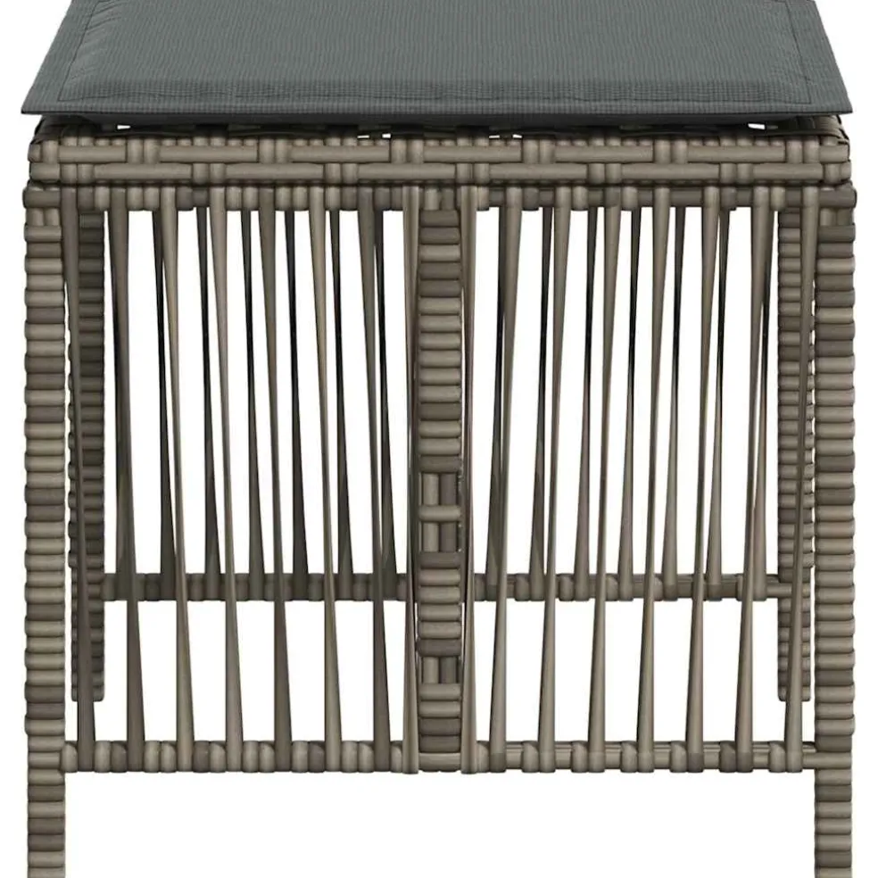 vidaXL Tuinkrukken 4 st met kussens 41x41x36 cm poly rattan grijs