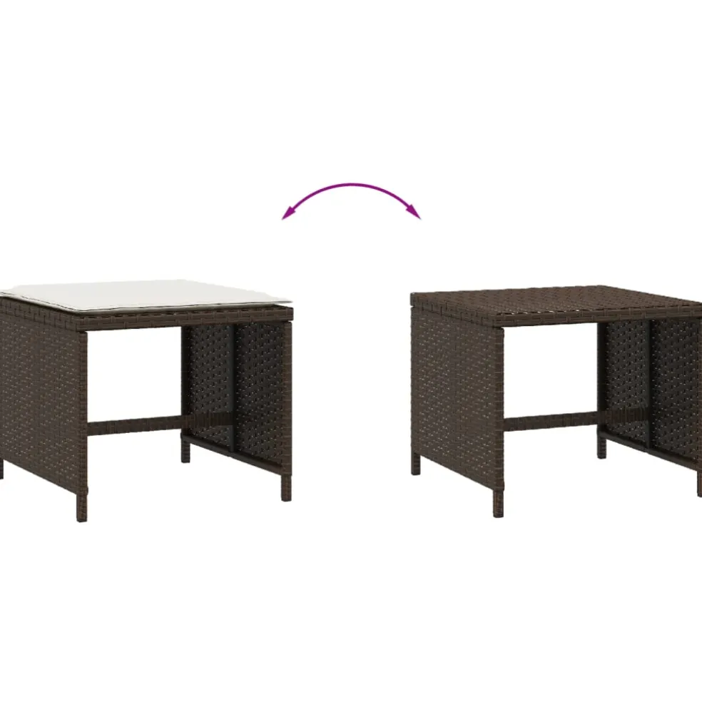 vidaXL Tuinkrukken 4 st met kussens 40x40x35 cm poly rattan bruin