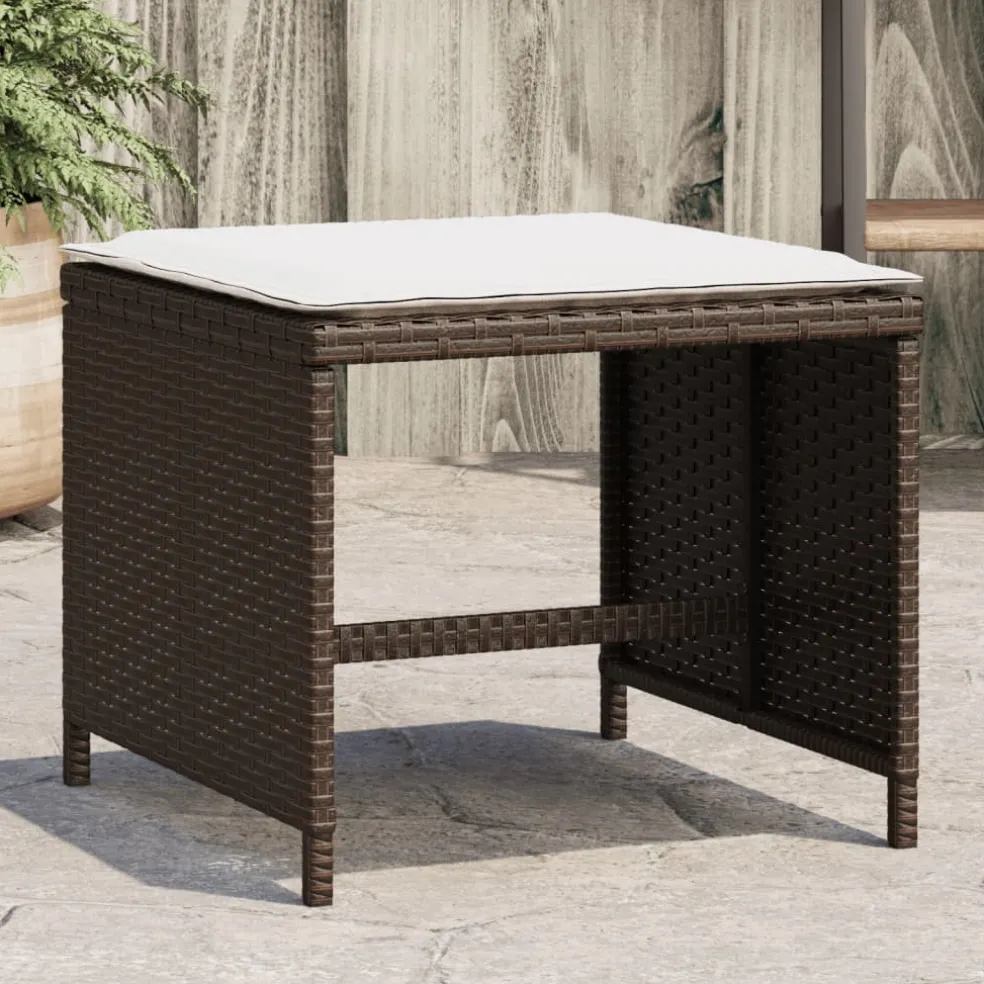 vidaXL Tuinkrukken 4 st met kussens 40x40x35 cm poly rattan bruin