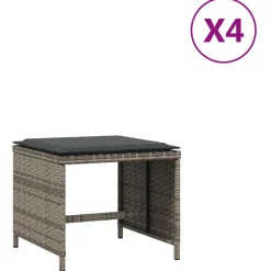 vidaXL Tuinkrukken 4 st met kussens 41x41x36 cm poly rattan zwart