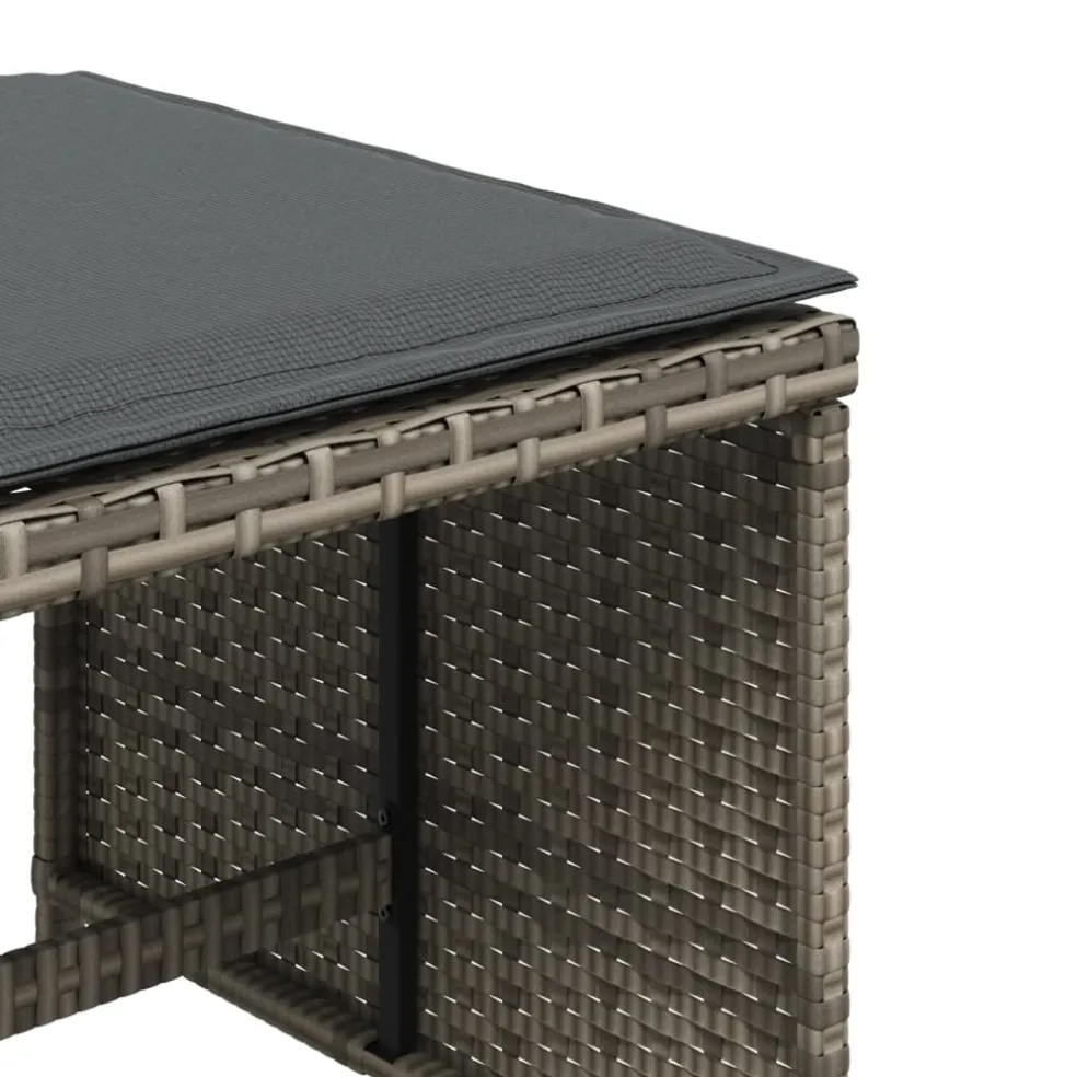 vidaXL Tuinkrukken 4 st met kussens 41x41x36 cm poly rattan zwart