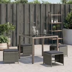 vidaXL Tuinkrukken 4 st met kussens 41x41x36 cm poly rattan zwart
