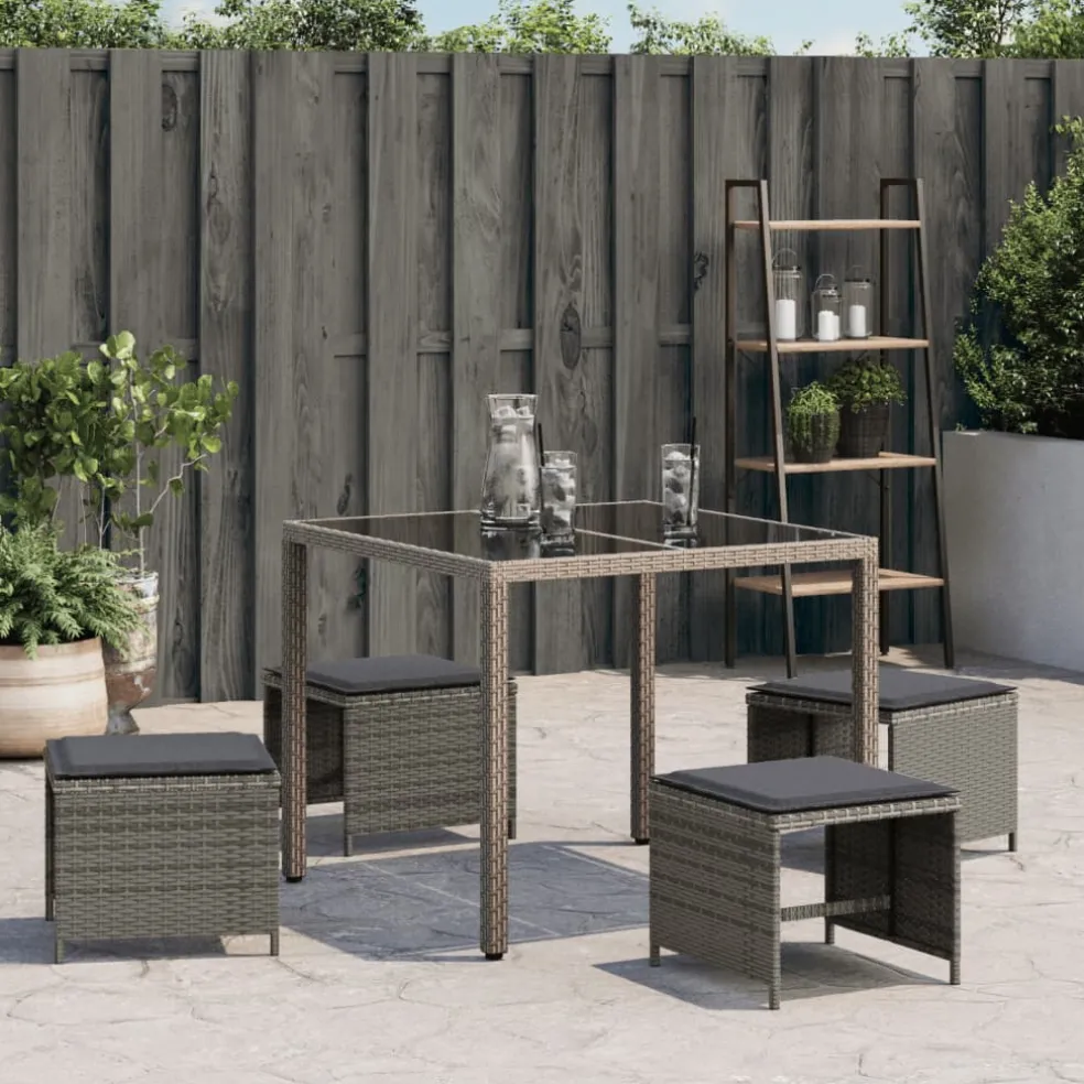 vidaXL Tuinkrukken 4 st met kussens 41x41x36 cm poly rattan zwart