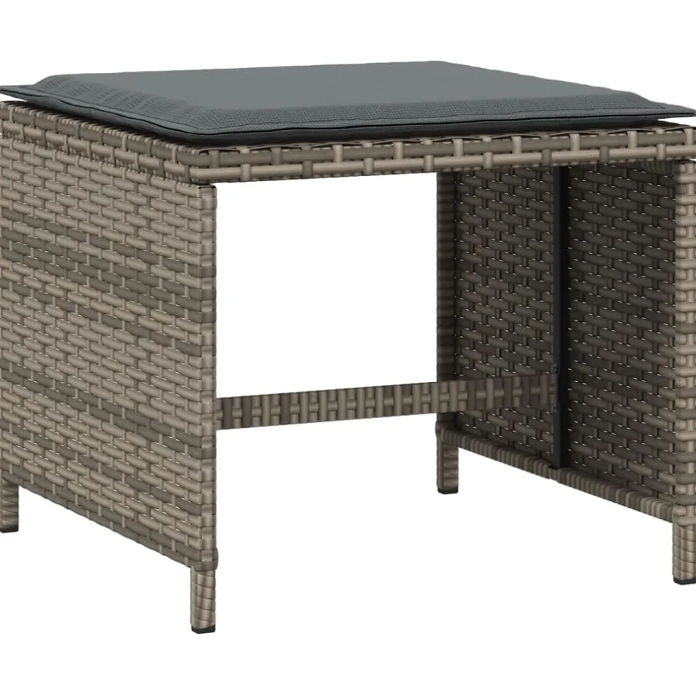 vidaXL Tuinkrukken 4 st met kussens 41x41x36 cm poly rattan zwart