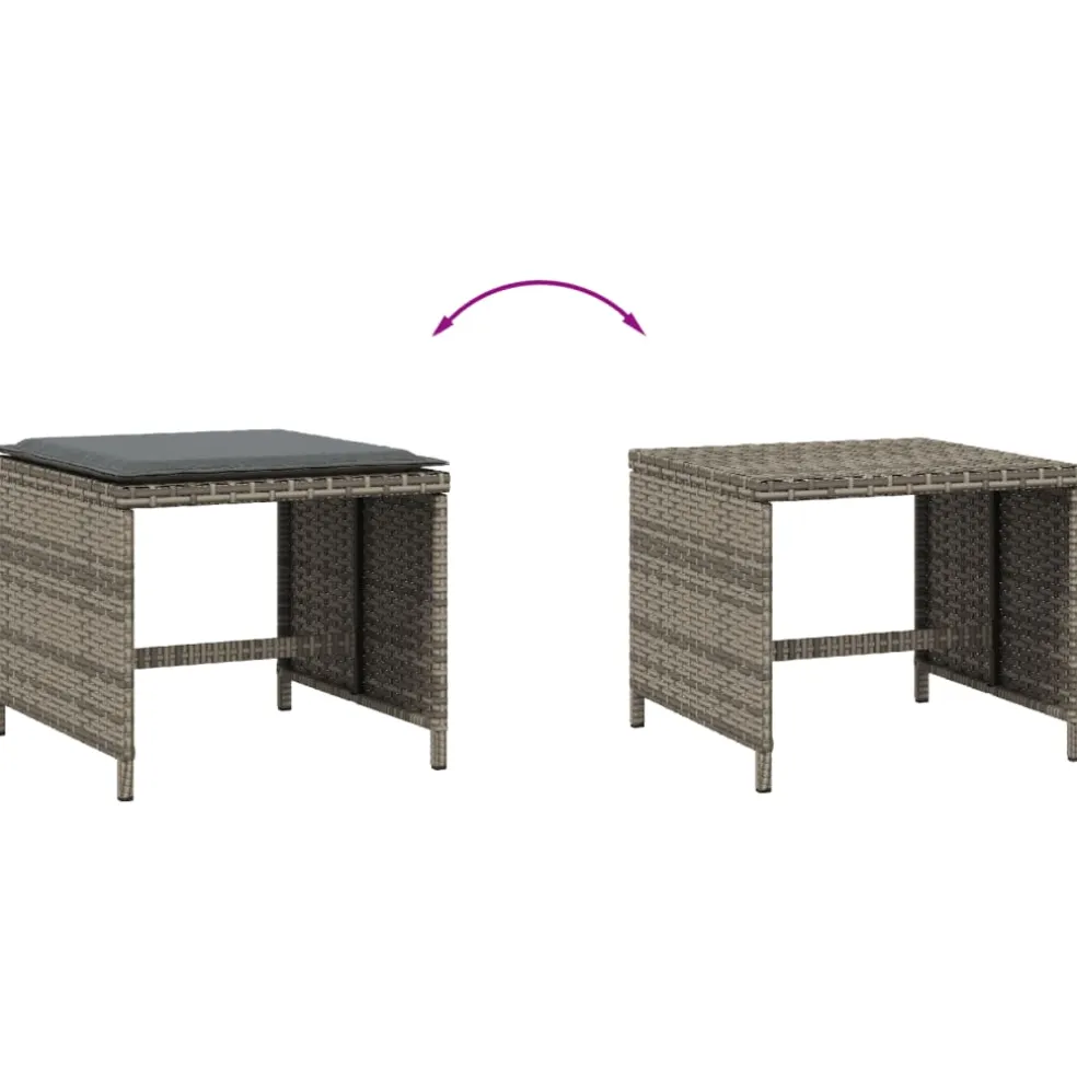 vidaXL Tuinkrukken 4 st met kussens 41x41x36 cm poly rattan zwart