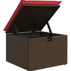 vidaXL Tuinkruk met kussen Bruin 55 x 55 x 37 cm poly rattan