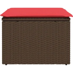 vidaXL Tuinkruk met kussen Bruin 55 x 55 x 37 cm poly rattan