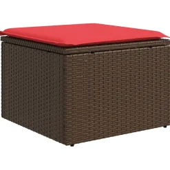 vidaXL Tuinkruk met kussen Bruin 55 x 55 x 37 cm poly rattan