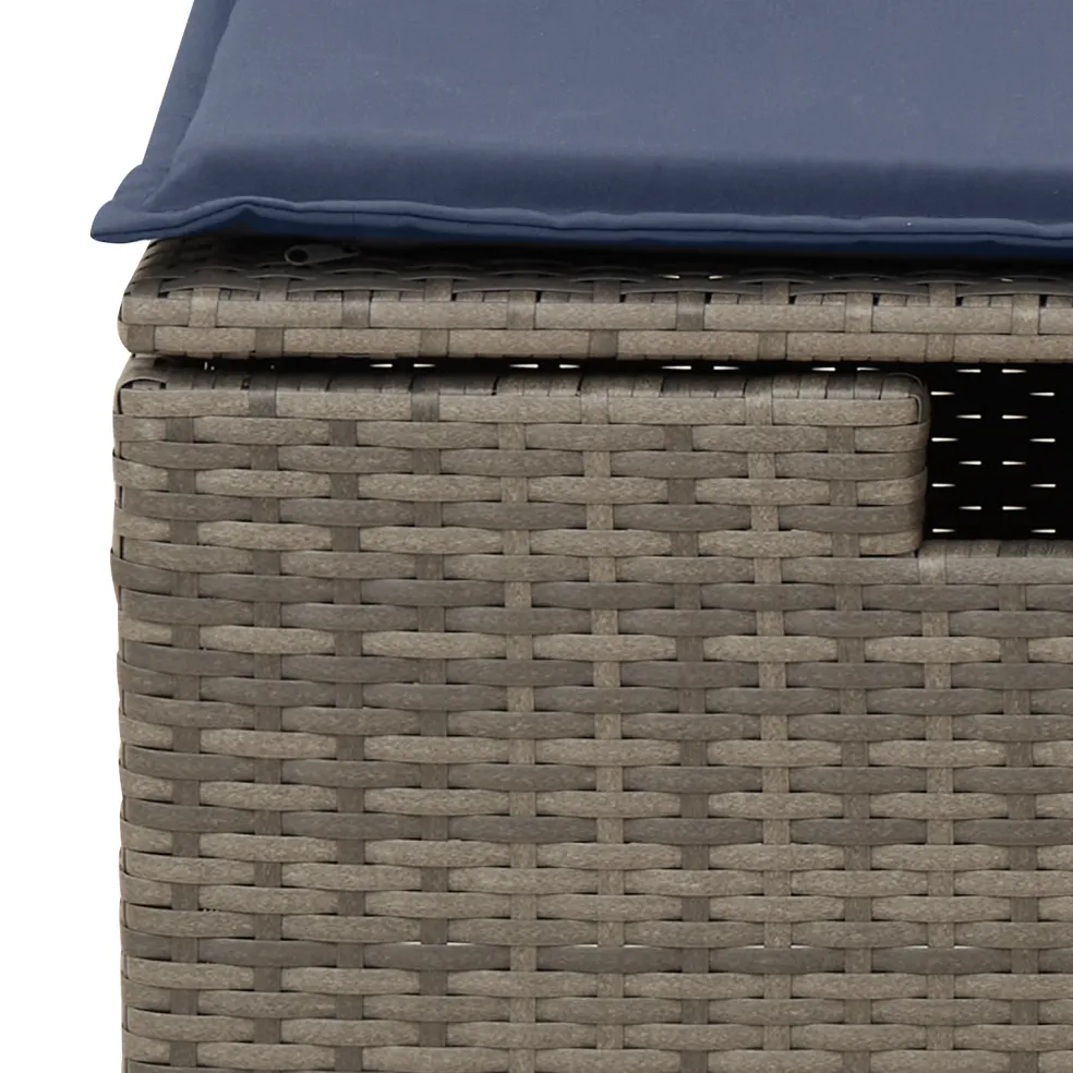 vidaXL Tuinkruk met kussen Grijs 55 x 55 x 37 cm poly rattan
