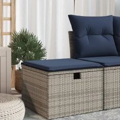 vidaXL Tuinkruk met kussen Grijs 55 x 55 x 37 cm poly rattan