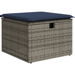 vidaXL Tuinkruk met kussen Grijs 55 x 55 x 37 cm poly rattan