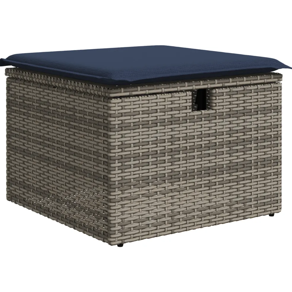 vidaXL Tuinkruk met kussen Grijs 55 x 55 x 37 cm poly rattan