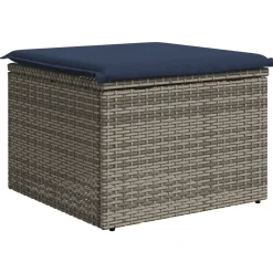 vidaXL Tuinkruk met kussen Grijs 55 x 55 x 37 cm poly rattan