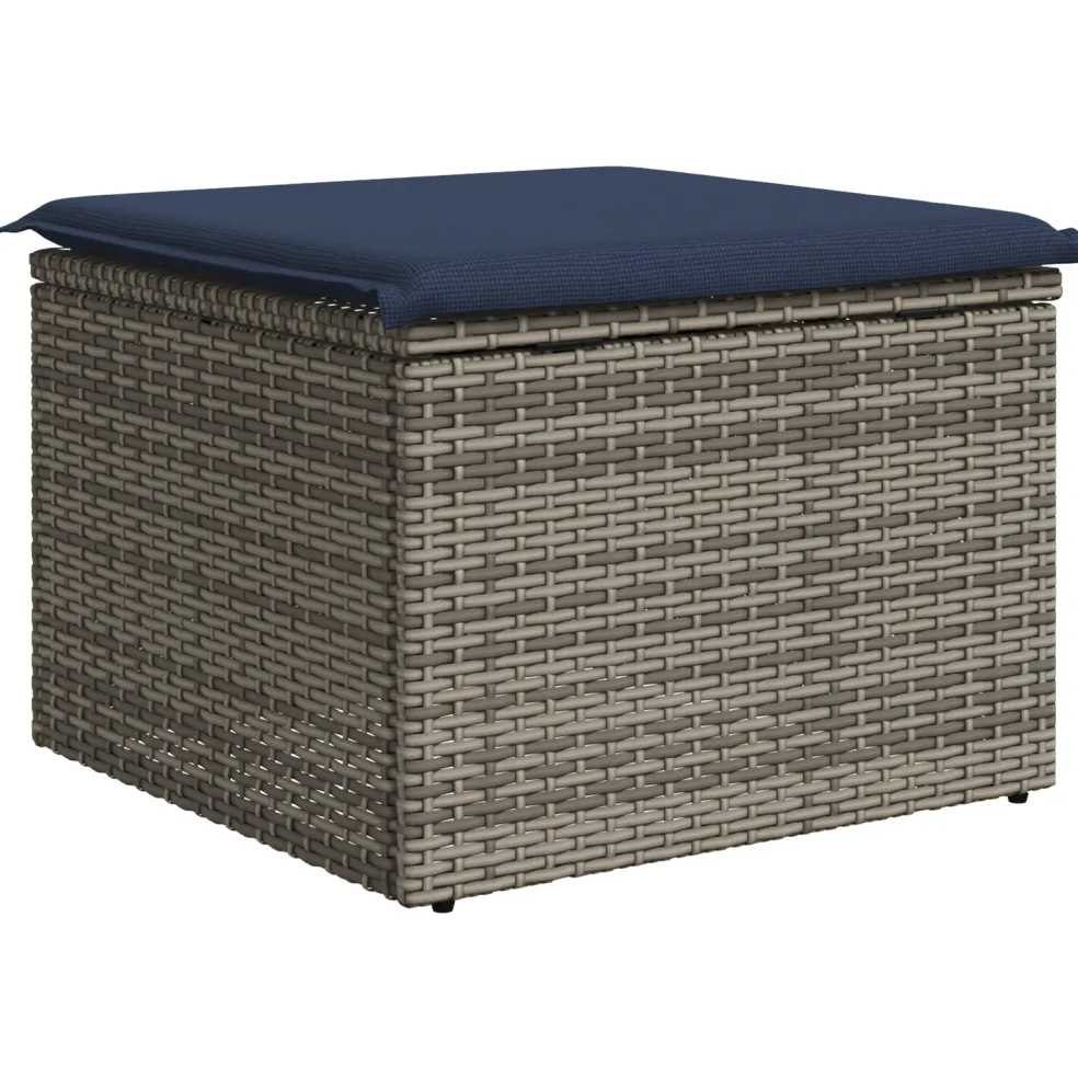 vidaXL Tuinkruk met kussen Grijs 55 x 55 x 37 cm poly rattan