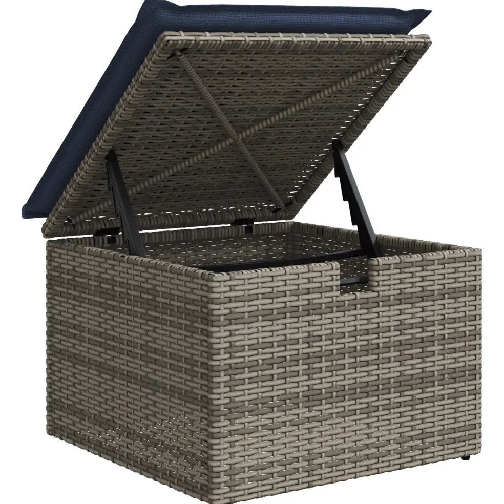 vidaXL Tuinkruk met kussen Grijs 55 x 55 x 37 cm poly rattan