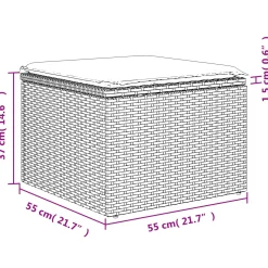 vidaXL Tuinkruk met kussen Grijs 55 x 55 x 37 cm poly rattan