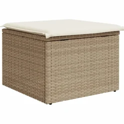vidaXL Tuinkruk met kussen 55x55x37 cm poly rattan beige