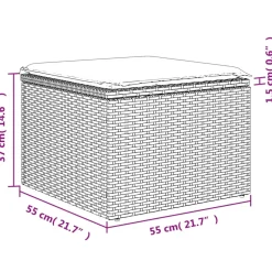 vidaXL Tuinkruk met kussen 55x55x37 cm poly rattan lichtgrijs