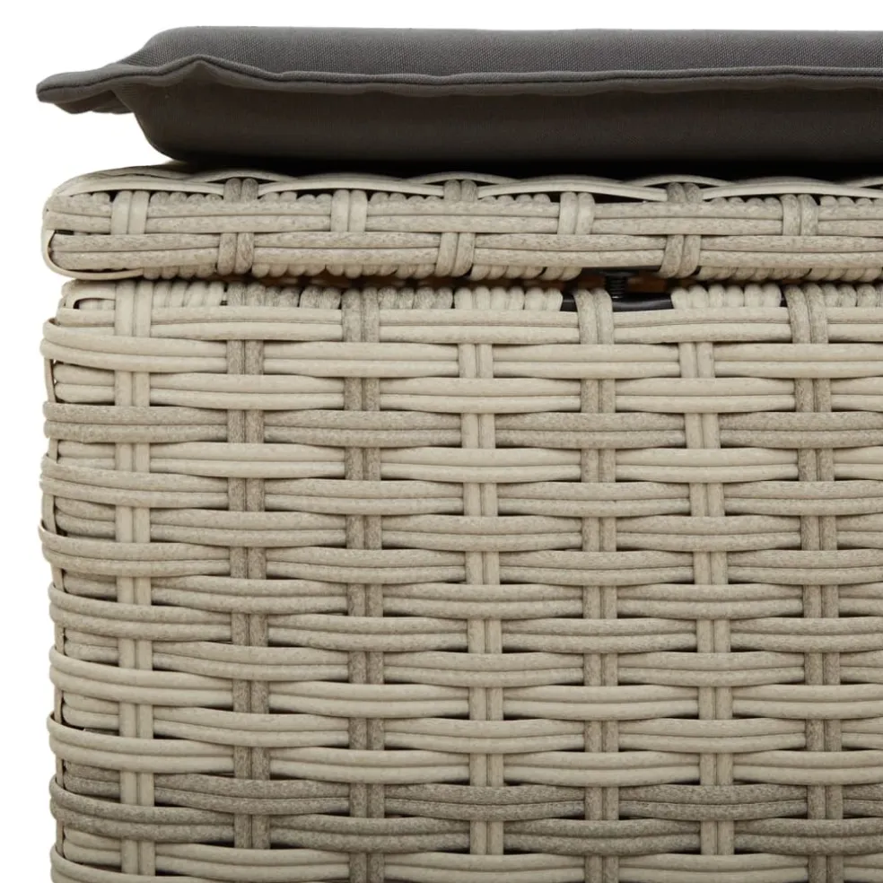 vidaXL Tuinkruk met kussen 55x55x37 cm poly rattan lichtgrijs