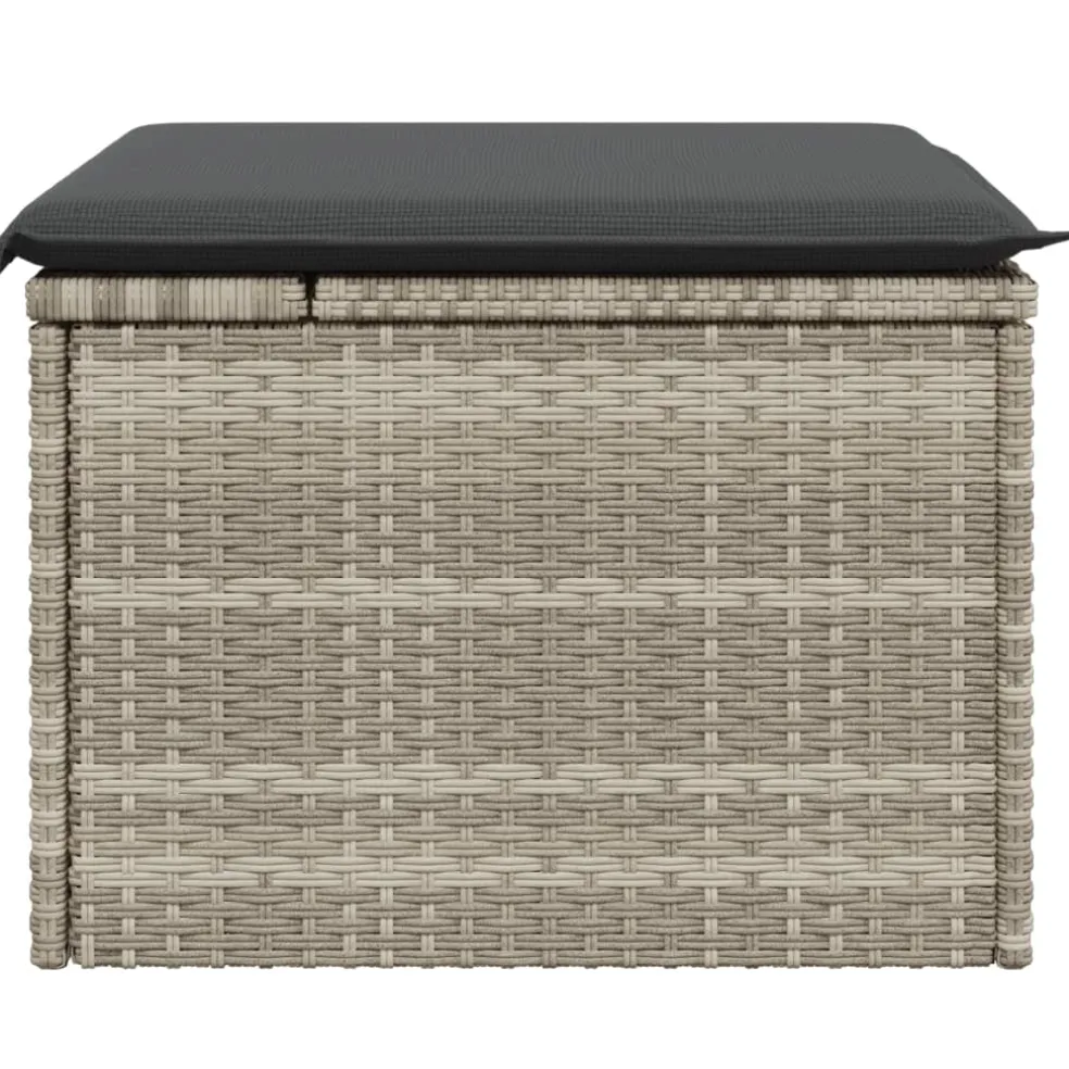vidaXL Tuinkruk met kussen 55x55x37 cm poly rattan lichtgrijs