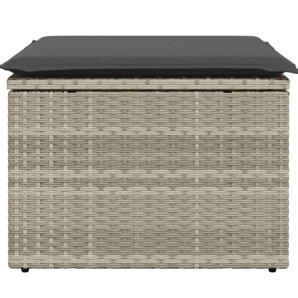 vidaXL Tuinkruk met kussen 55x55x37 cm poly rattan lichtgrijs