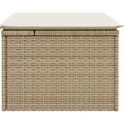 vidaXL Tuinkruk met kussen 55x55x37 cm poly rattan beige