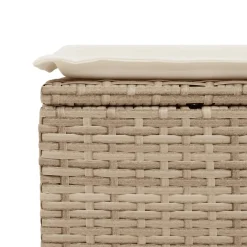 vidaXL Tuinkruk met kussen 55x55x37 cm poly rattan beige