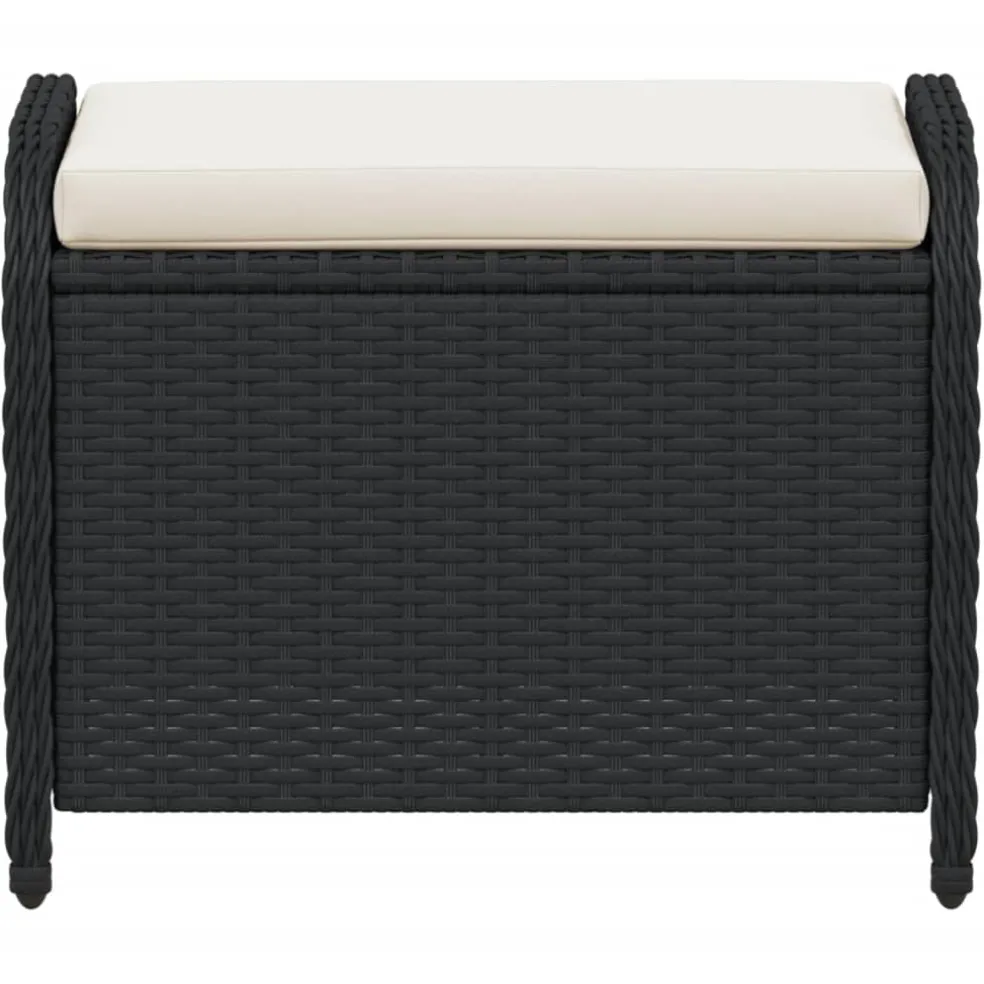 vidaXL Tuinkruk met kussen 58x46x46 cm poly rattan zwart