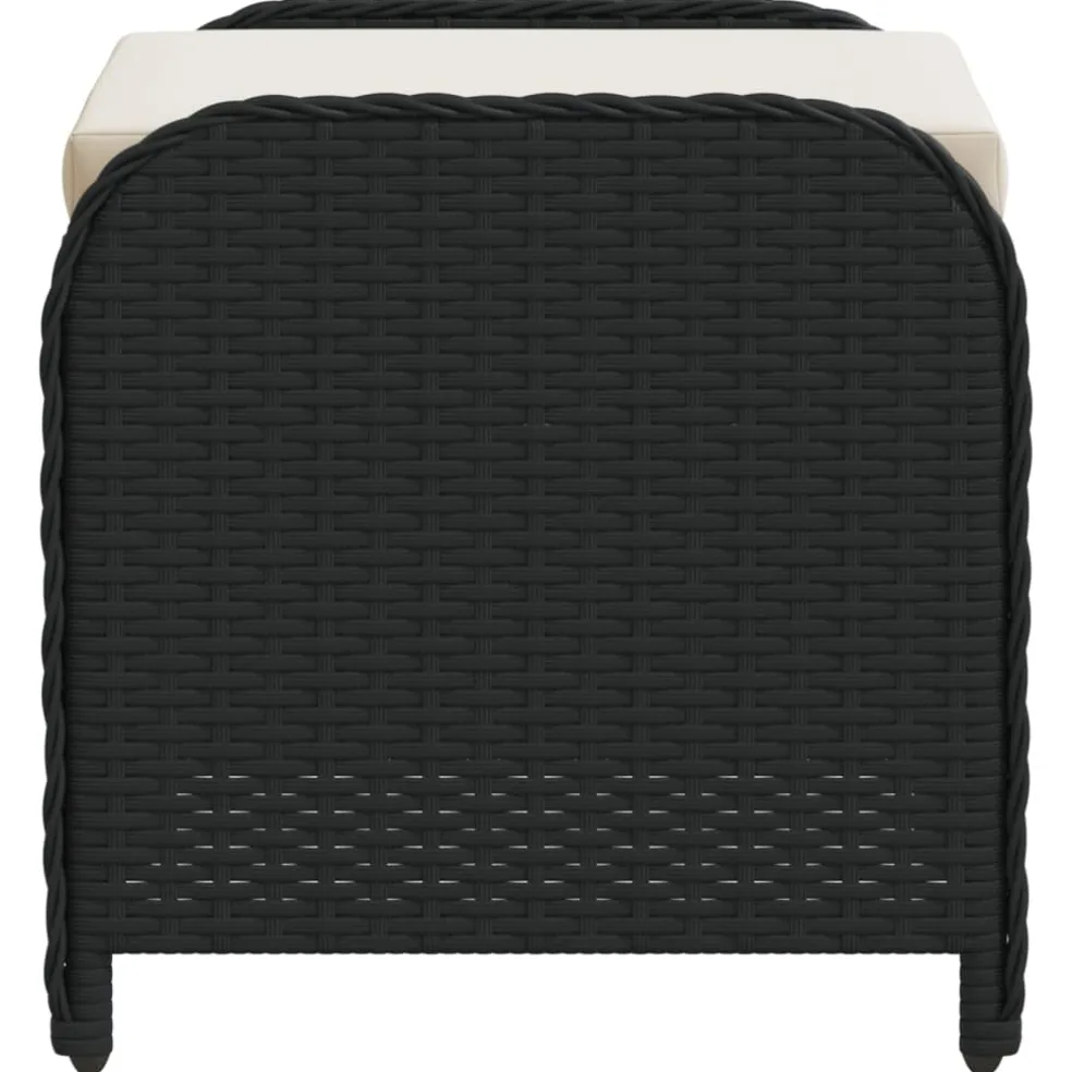 vidaXL Tuinkruk met kussen 58x46x46 cm poly rattan zwart