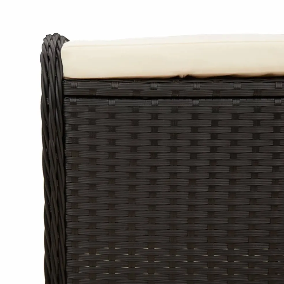 vidaXL Tuinkruk met kussen 58x46x46 cm poly rattan zwart
