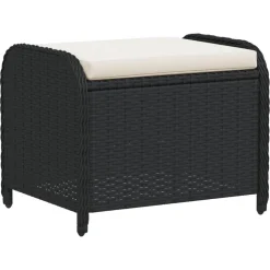 vidaXL Tuinkruk met kussen 58x46x46 cm poly rattan zwart