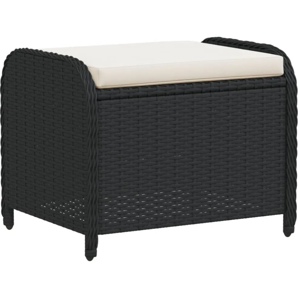 vidaXL Tuinkruk met kussen 58x46x46 cm poly rattan zwart