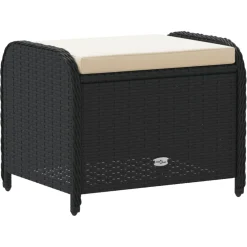 vidaXL Tuinkruk met kussen 58x46x46 cm poly rattan zwart