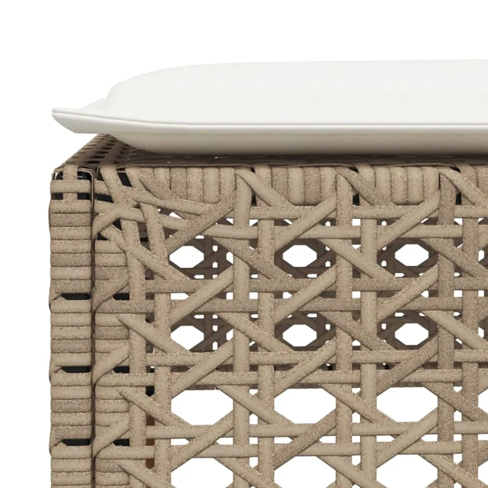 vidaXL Tuinkruk met kussen 63,5x56x32 cm poly rattan beige