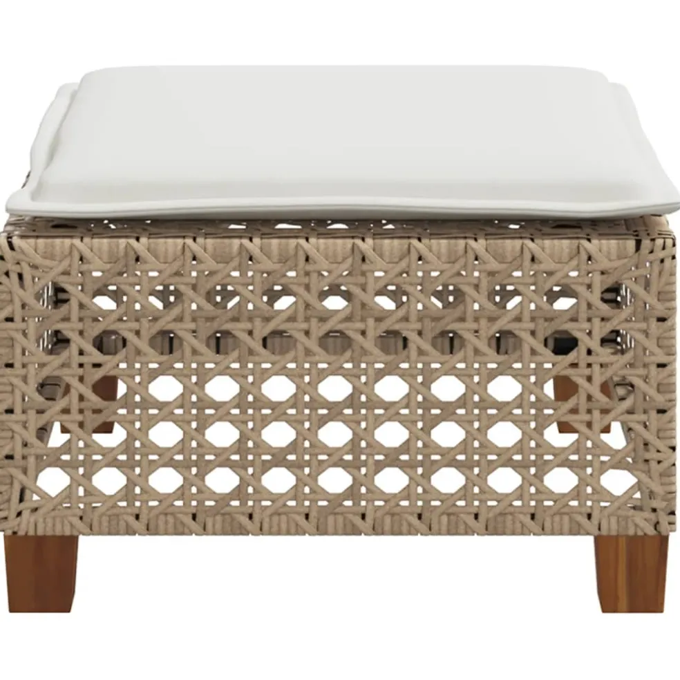 vidaXL Tuinkruk met kussen 63,5x56x32 cm poly rattan beige