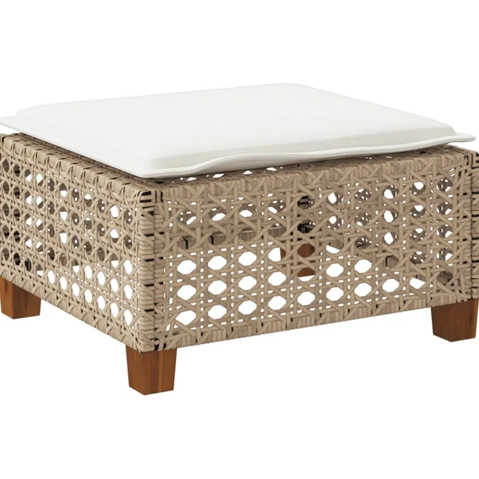 vidaXL Tuinkruk met kussen 63,5x56x32 cm poly rattan beige